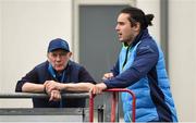 9 April 2018; James Lowe and kit man Johnny O'Hagan during Leinster Rugby squad training at Energia Park in Donnybrook, Dublin. Photo by David Fitzgerald/Sportsfile