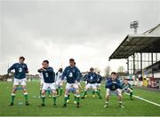 9 April 2018; Ireland players warm-up prior to the Colleges & Universities Football League International Friendly match between Ireland and Scotland at Oriel Park, in Dundalk, Co. Louth. Photo by Seb Daly/Sportsfile