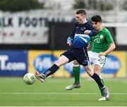 9 April 2018; Robbie McGale of Scotland in action against Darragh Noone of Ireland during the Colleges & Universities Football League International Friendly match between Ireland and Scotland at Oriel Park, in Dundalk, Co. Louth. Photo by Seb Daly/Sportsfile