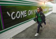 10 April 2018; Roma McLaughlin of Republic of Ireland arrives prior to the 2019 FIFA Women's World Cup Qualifier match between Republic of Ireland and Netherlands at Tallaght Stadium in Tallaght, Dublin. Photo by Stephen McCarthy/Sportsfile