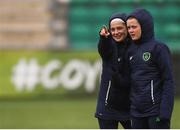 10 April 2018; Amy Boyle Carr, left, and Tyler Toland of Republic of Ireland prior to the 2019 FIFA Women's World Cup Qualifier match between Republic of Ireland and Netherlands at Tallaght Stadium in Tallaght, Dublin. Photo by Stephen McCarthy/Sportsfile