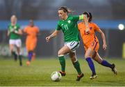 10 April 2018; Katie McCabe of Republic of Ireland in action against Renate Jansen of Netherlands during the 2019 FIFA Women's World Cup Qualifier match between Republic of Ireland and Netherlands at Tallaght Stadium in Tallaght, Dublin. Photo by Stephen McCarthy/Sportsfile