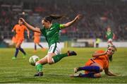 10 April 2018; Katie McCabe of Republic of Ireland in action against Renate Jansen of Netherlands during the 2019 FIFA Women's World Cup Qualifier match between Republic of Ireland and Netherlands at Tallaght Stadium in Tallaght, Dublin. Photo by Stephen McCarthy/Sportsfile