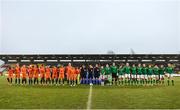 10 April 2018; Players and officials line up prior to the 2019 FIFA Women's World Cup Qualifier match between Republic of Ireland and Netherlands at Tallaght Stadium in Tallaght, Dublin. Photo by Stephen McCarthy/Sportsfile