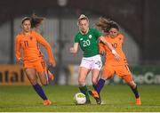 10 April 2018; Megan Connolly of Republic of Ireland in action against Danielle van de Donk of Netherlands during the 2019 FIFA Women's World Cup Qualifier match between Republic of Ireland and Netherlands at Tallaght Stadium in Tallaght, Dublin. Photo by Stephen McCarthy/Sportsfile