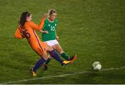 10 April 2018; Siri Worm of Netherlands in action against Denise O'Sullivan of Republic of Ireland during the 2019 FIFA Women's World Cup Qualifier match between Republic of Ireland and Netherlands at Tallaght Stadium in Tallaght, Dublin. Photo by Stephen McCarthy/Sportsfile