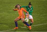 10 April 2018; Lieke Martens of Netherlands against Sophie Perry-Campbell of Republic of Ireland during the 2019 FIFA Women's World Cup Qualifier match between Republic of Ireland and Netherlands at Tallaght Stadium in Tallaght, Dublin. Photo by Stephen McCarthy/Sportsfile