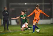 10 April 2018; Leanne Kiernan of Republic of Ireland in action against Dominique Janssen of Netherlands during the 2019 FIFA Women's World Cup Qualifier match between Republic of Ireland and Netherlands at Tallaght Stadium in Tallaght, Dublin. Photo by Stephen McCarthy/Sportsfile