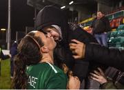 10 April 2018; Katie McCabe of Republic of Ireland receives a kiss from her nephew Daniel following the 2019 FIFA Women's World Cup Qualifier match between Republic of Ireland and Netherlands at Tallaght Stadium in Tallaght, Dublin. Photo by Stephen McCarthy/Sportsfile