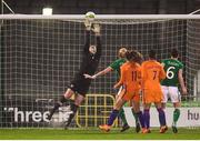 10 April 2018; Marie Hourihan of Republic of Ireland tips the ball over the bar during the 2019 FIFA Women's World Cup Qualifier match between Republic of Ireland and Netherlands at Tallaght Stadium in Tallaght, Dublin. Photo by Stephen McCarthy/Sportsfile