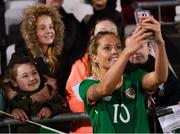 10 April 2018; Denise O'Sullivan of Republic of Ireland with supporters following the 2019 FIFA Women's World Cup Qualifier match between Republic of Ireland and Netherlands at Tallaght Stadium in Tallaght, Dublin. Photo by Stephen McCarthy/Sportsfile