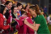 10 April 2018; Louise Quinn of Republic of Ireland with supporters following the 2019 FIFA Women's World Cup Qualifier match between Republic of Ireland and Netherlands at Tallaght Stadium in Tallaght, Dublin. Photo by Stephen McCarthy/Sportsfile