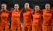 10 April 2018; Netherlands players, from left, Jackie Groenen, Renate Jansen, Lieke Martens, Danielle van de Donk and Sherida Spitse during the 2019 FIFA Women's World Cup Qualifier match between Republic of Ireland and Netherlands at Tallaght Stadium in Tallaght, Dublin. Photo by Stephen McCarthy/Sportsfile