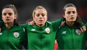 10 April 2018; Leanne Kiernan, left, Denise O'Sullivan and Amy Boyle Carr, right, of Republic of Ireland during the 2019 FIFA Women's World Cup Qualifier match between Republic of Ireland and Netherlands at Tallaght Stadium in Tallaght, Dublin. Photo by Stephen McCarthy/Sportsfile