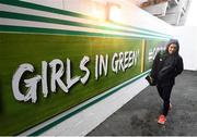 10 April 2018; Katie McCabe of Republic of Ireland arrives prior to the 2019 FIFA Women's World Cup Qualifier match between Republic of Ireland and Netherlands at Tallaght Stadium in Tallaght, Dublin. Photo by Stephen McCarthy/Sportsfile