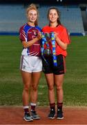 11 April 2018; The Lidl All Ireland Post Primary Schools Finals were launched today at Croke Park. The finals will be contested at Senior and Junior levels, with three finals in each grade. It’s an all-Loreto decider in the Senior A final, with Loreto (Clonmel, Tipperary) meeting Loreto (Cavan). Meanwhile, Glenamaddy (Galway) will play Presentation, Thurles (Tipperary) in the senior B final and in the senior C decider, Coláiste Bhaile Chláir, Claregalway (Galway) will take on Scoil Mhuire, Trim (Meath). Loreto (Cavan) are also in the junior A decider, where their opponents are ISK, Killorglin (Kerry). In the junior B final, Coláiste Bhaile Chláir, Claregalway (Galway) are also involved, and their opponents are St Brigid’s S.S., Killarney, Kerry. Finally, the junior C final is the meeting of St Marys H.S., Midleton (Cork) and St Clare's Comprehensive, Manorhamilton (Leitrim). Full fixture details available at www.ladiesgaelic.ie. Pictured are Senior B Finalists Gemma Coll, Coláiste Bhaile Chláir, Claregalway, Galway, left, and Rachel Troy, Scoil Mhuire, Trim, Co Meath. Croke Park, Dublin. Photo by Piaras Ó Mídheach/Sportsfile