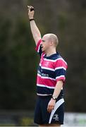 8 April 2018; Referee Calumn Povey during the Womens Division 1 League Final match between St Marys RFC and Railyway Union at Naas RFC in Naas, Co. Kildare. Photo by Ramsey Cardy/Sportsfile