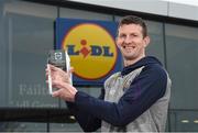 11 April 2018; The Lidl/Irish Daily Star Manager of the Month for March was announced today as Anthony Masterson from Wexford. Under Anthony’s stewardship, Wexford have qualified for the Lidl National League Division 3 semi-finals, finishing on top of the table with 18 points from a possible 21. Pictured is Anthony Masterson with his award at Lidl in Gorey. Photo by Matt Browne/Sportsfile