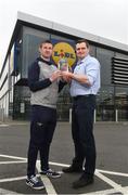 11 April 2018; The Lidl/Irish Daily Star Manager of the Month for March was announced today as Anthony Masterson from Wexford. Under Anthony’s stewardship, Wexford have qualified for the Lidl National League Division 3 semi-finals, finishing on top of the table with 18 points from a possible 21. Pictured is Anthony Masterson who was presented with his award by Lidl Gorey store manager Darius Kacinskas at Lidl in Gorey. Photo by Matt Browne/Sportsfile