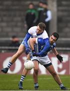12 April 2018; Tomás Quinn of St Vincents in action against Kevin D'Alton of Skerries Harps during the Dublin County Senior Club Football Championship match between St. Vincent's and Skerries Harps at Parnell Park in Dublin. Photo by Sam Barnes/Sportsfile