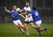 12 April 2018; Lorcan Smyth of St Vincents in action against Gerry Daly, left, and Bryan Cullen of Skerries Harps during the Dublin County Senior Club Football Championship match between St. Vincent's and Skerries Harps at Parnell Park in Dublin. Photo by Sam Barnes/Sportsfile