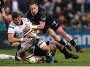 13 April 2018; Sean Reidy of Ulster is tackled by Hanno Dirksen of Ospreys during the Guinness PRO14 Round 20 match between Ulster and Ospreys at Kingspan Stadium in Belfast. Photo by Oliver McVeigh/Sportsfile