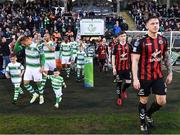 13 April 2018; Rob Cornwall of Bohemians, right, and Graham Burke of Shamrock Rovers, left, make their way to the field prior to the SSE Aitricity League Premier Division match between Shamrock Rovers and Bohemians at Tallaght Stadium in Tallaght, Dublin. Photo by Seb Daly/Sportsfile
