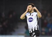 13 April 2018; Patrick Hoban of Dundalk celebrates after scoring his side's first goal during the SSE Airtricity League Premier Division match between Bray Wanderers and Dundalk at the Carlisle Grounds in Bray, Co Wicklow. Photo by Eóin Noonan/Sportsfile