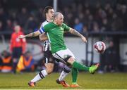 13 April 2018; Gary McCabe of Bray Wanderers in action against Robbie Benson of Dundalk during the SSE Airtricity League Premier Division match between Bray Wanderers and Dundalk at the Carlisle Grounds in Bray, Co Wicklow. Photo by Eóin Noonan/Sportsfile