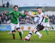 13 April 2018; Michael Duffy of Dundalk in action against Dan McKenna of Bray Wanderers during the SSE Airtricity League Premier Division match between Bray Wanderers and Dundalk at the Carlisle Grounds in Bray, Co Wicklow. Photo by Ben McShane/Sportsfile