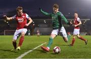 13 April 2018; Kieran Sadlier of Cork City in action against Simon Madden of St Patrick's Athletic during SSE Airtricity League Premier Division match between Cork City and St Patrick's Athletic at Turner's Cross in Cork. Photo by Piaras Ó Mídheach/Sportsfile