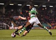 13 April 2018; Dan Carr of Shamrock Rovers is tackled by Rob Cornwall of Bohemians during the SSE Aitricity League Premier Division match between Shamrock Rovers and Bohemians at Tallaght Stadium in Tallaght, Dublin. Photo by Seb Daly/Sportsfile