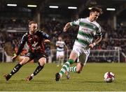 13 April 2018; Ronan Finn of Shamrock Rovers in action against Keith Ward of Bohemians during the SSE Aitricity League Premier Division match between Shamrock Rovers and Bohemians at Tallaght Stadium in Tallaght, Dublin. Photo by Seb Daly/Sportsfile