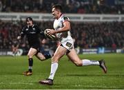 13 April 2018; Jacob Stockdale of Ulster scores his side's first try in the final minute of the Guinness PRO14 Round 20 match between Ulster and Ospreys at Kingspan Stadium in Belfast. Photo by Oliver McVeigh/Sportsfile