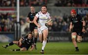 13 April 2018; Jacob Stockdale of Ulster on his way to scoring his side's first try in the final minute of the Guinness PRO14 Round 20 match between Ulster and Ospreys at Kingspan Stadium in Belfast. Photo by Oliver McVeigh/Sportsfile