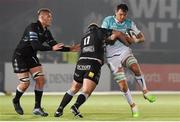 13 April 2018; Quinn Roux of Connacht is tackled by Jamie Bhatti of Glasgow Warriors during the Guinness PRO14 Round 20 match between Glasgow Warriors and Connacht at Scotstoun Stadium in Glasgow, Scotland.. Photo by Paul Devlin/Sportsfile