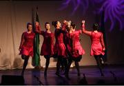 14 April 2018; Sinéad Grant, Claire Murphy, Veronica McNamara, Catherine Ryan, Leah Condon, Danielle McCarthy, Chloe Hennebry and Kayleigh O'Brien from Newcastle, Tipperary, competing in the Rince Foirne category during the All-Ireland Scór Sinsir Finals 2018 at the Clayton Hotel Ballroom & Knocknarea Arena in Sligo IT, Sligo. Photo by Eóin Noonan/Sportsfile