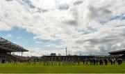 8 April 2018; The Kilkenny and Tipperary players parade behind the St Patrick's Brass and Reed Band before the Allianz Hurling League Division 1 Final match between Kilkenny and Tipperary at Nowlan Park in Kilkenny. Photo by Piaras Ó Mídheach/Sportsfile