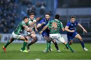 14 April 2018; Barry Daly of Leinster in action against Tommaso Iannone, left, and Jayden Hayward of Benetton Rugby during the Guinness PRO14 Round 20 match between Leinster and Benetton Rugby at the RDS Arena in Dublin. Photo by Seb Daly/Sportsfile