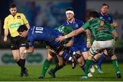 14 April 2018; Joey Carbery of Leinster is tackled by Luca Bigi of Benetton Rugby during the Guinness PRO14 Round 20 match between Leinster and Benetton Rugby at the RDS Arena in Dublin. Photo by Ramsey Cardy/Sportsfile