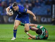 14 April 2018; Jordan Larmour of Leinster is tackled by Tommaso Iannone of Benetton Rugby during the Guinness PRO14 Round 20 match between Leinster and Benetton Rugby at the RDS Arena in Dublin. Photo by Brendan Moran/Sportsfile