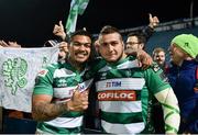 14 April 2018; Monty Ioane, left, and Tiziano Pasquali of Benetton Rugby following their side's victory after the Guinness PRO14 Round 20 match between Leinster and Benetton Rugby at the RDS Arena in Dublin. Photo by Seb Daly/Sportsfile