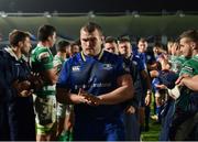 14 April 2018; Leinster captain Jack McGrath leads his side's off the field following their defeat after the Guinness PRO14 Round 20 match between Leinster and Benetton Rugby at the RDS Arena in Dublin. Photo by Seb Daly/Sportsfile