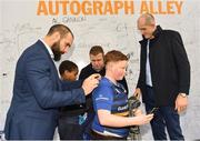 14 April 2018; Leinster players Scott Fardy, Sean Cronin and Devin Toner with supporters in Autograph Alley prior to the Guinness PRO14 Round 20 match between Leinster and Benetton Rugby at the RDS Arena in Ballsbridge, Dublin. Photo by Seb Daly/Sportsfile