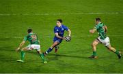 14 April 2018; Joey Carbery of Leinster in action against Tommaso Iannone and Alberto Sgarbi of Benetton Rugby during the Guinness PRO14 Round 20 match between Leinster and Benetton Rugby at the RDS Arena in Dublin. Photo by Brendan Moran/Sportsfile