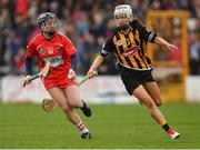 8 April 2018; Amy O'Connor of Cork in action against Davia Tobin of Kilkenny during the Littlewoods Ireland Camogie League Division 1 Final match between Kilkenny and Cork at Nowlan Park in Kilkenny. Photo by Piaras Ó Mídheach/Sportsfile