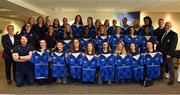 14 April 2018; The Leinster squad with their caps and jerseys at the Leinster Rugby Women’s Cap Presentation & Volunteer of the Year night hosted by Bank of Ireland in Dublin. Photo by Brendan Moran/Sportsfile
