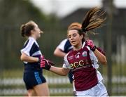 15 April 2018; Ailish Morrissey of Glenamaddy, Galway celebrates after scoring her side's first goal during the Lidl All Ireland Post Primary School Senior B Final match between Glenamaddy, Galway and Presentation, Thurles, Tipperary at Duggan Park in Ballinasloe, Co Galway. Photo by Seb Daly/Sportsfile