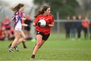 14 April 2018; Rachel Troy of Scoil Mhuire, Trim, during the Lidl All Ireland Post Primary School Senior C Final match between Coláiste Bhaile Chláir, Claregalway, Galway and Scoil Mhuire, Trim, Meath at Kinnegad in County Westmeath. Photo by Matt Browne/Sportsfile
