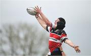 15 April 2018; John Hanbridge of Tullow in action against Wesley Wojnar of Wicklow during the Bank of Ireland Provincial Towns Cup Semi-Final match between Tullow RFC and Wicklow RFC at Cill Dara RFC in Kildare. Photo by Ramsey Cardy/Sportsfile